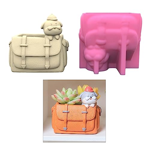 Moule en silicone pour pot de fleurs chien sac à dos et mini statue - 3