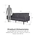 DHP Paxson 79 Inch Futon Sofa Bed, Upholstered Couch Sleeper with Diagonal Tufting, Mid-Century Modern, Dark Gray