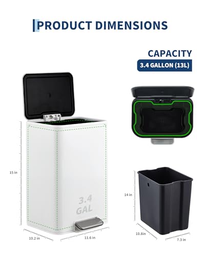 Takywep caneca rectangular de basura 3.4 galones miniatura 2