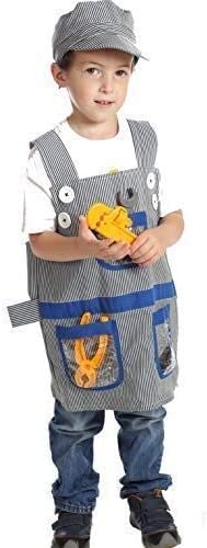 DRESS 2 PLAY Handyman Costume for Kids and Toddlers - Pretend Play Dress Up Set with Children's Construction Tools Set - Role Play Repairman Outfit for Boys - Fun for Halloween or Birthday Parties