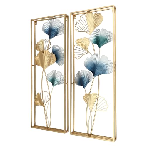 Gingko - Scultura da parete in metallo 3D, decorazione moderna da parete, decorazione da parete in oro, decorazione da parete in metallo, decorazione da parete, grande