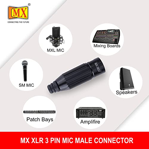 Image of MX 3 Pin XLR Microphone pin Pure Copper Nickel Plated for High Conductivity microphone (3-pin microphone male XLR, Pack of 10, Male Connector)