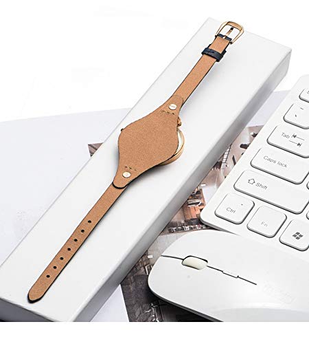 Pulseira de relógio feminina de 8 mm com barra de mola de couro de bezerro genuíno para Fossil ES314