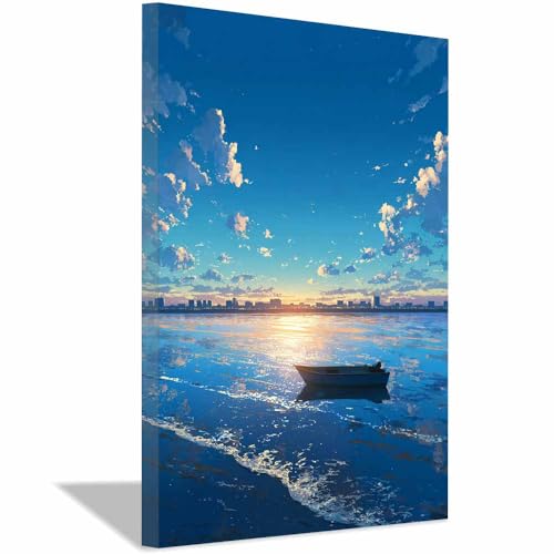 Toile La Lune et la mer de qualité supérieure tableau encadré 40x60cm