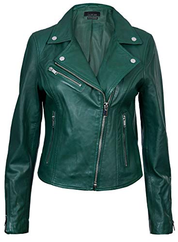 Preisvergleich Produktbild Infinity Leather Damen Grün Lederjacke Klassische Bikerjacke Aus Echtem Leder M