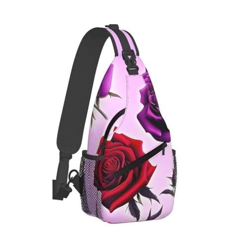 Bolso cruzado con rosas rojas y púrpuras para hombre y mujer miniatura 2