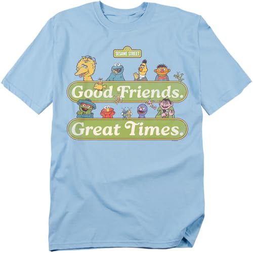 Popfunk Sesame Street Vintage Heart Good Friends Great Times Unisex Adult T Shirt Light Blue Large