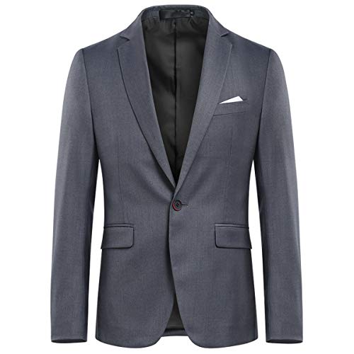 Allthemen Sakko Herren Slim Fit EIN Knopf Anzugjacke Herren Blazer für Business Hochzeit Freizeit Grau 3XL Cover