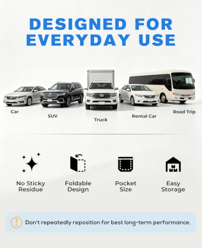 Image of Jononser Magnetic Car Phone Holder for MagSafe, Nano-Gel Suction Cup Phone Mount for Dashboard & Windshield, Pocket-Size Foldable 360 Adjustable Car Mount for iPhone 17 16 15 14 13 12 Series, White