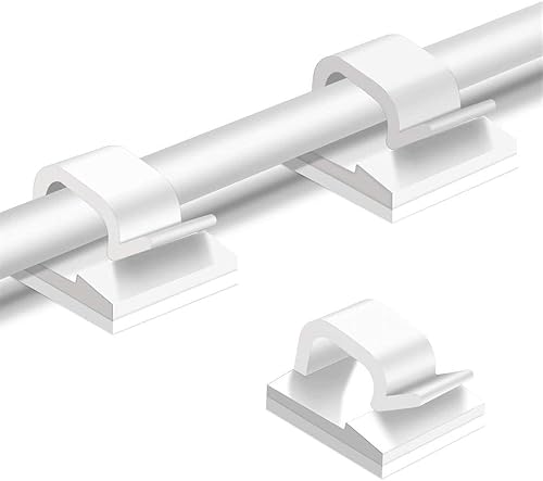 50clips para cables, organizador adhesivo de cables, organizador de cables fuerte y duradero para auto, oficina y hogar (blanco)