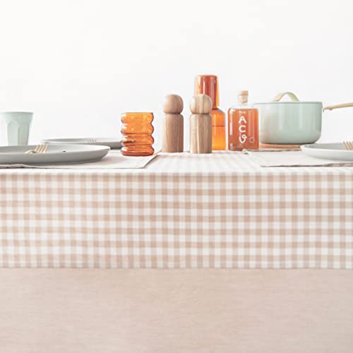 MONDAY-MOOSE-Gingham-Checkered-Farmhouse-Rustic-Picnic-Style-Decoration-Rectangle-Natural-Stonewashed-Cotton-Tablecloth-for-Kitchen-Dining-Room-Restaurant-55×70-inch-Beige MONDAY MOOSE Gingham Checkered Farmhouse Rustic Picnic Style Decoration Rectangle Natural Stonewashed Cotton Tablecloth for Kitchen Dining Room Restaurant 55×70 inch Beige