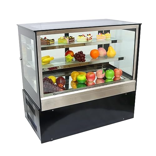 HQHAOTWU Countertop Cake Refrigerated Display Commercial Right Angle Cooling Display Cabinet for Fruit Cake Bakery Cookies Showing Case with White LED Light 220V