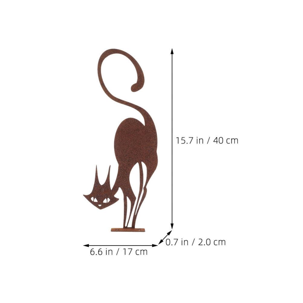 INOOMP Adorabile Statua Di Gatto Arrugginito Decorazione Da Giardino Per Gatti Scultura Rustica in Metallo