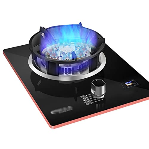 Placa de gas Estufa de gas integrada de vidrio negro de 33 cm con quemador de fuego feroz de nueve cavidades de 4,5 KW, soporte para sartén de hierro fundido, convertible NG/LPG [Clase energétic