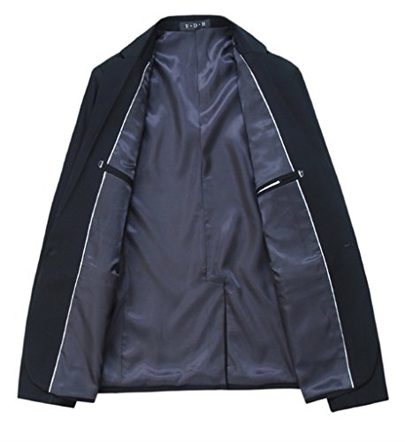 Mogu Mens Slim Fit One Button Casual Blazer Jacket Us Size 42 (Label Asian Size 5Xl) Black #TOP3