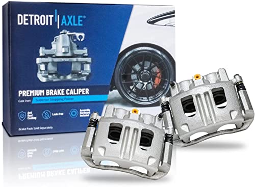 Image of Detroit Axle - 4WD Front Brake Kit for 2003-2011 Ford Ranger, 2001-2002 | Explorer Sport Trac, 2003-2009 B4000, Drilled & Slotted Disc Brake Rotors Ceramic Brake Pads Brake Calipers Replacement