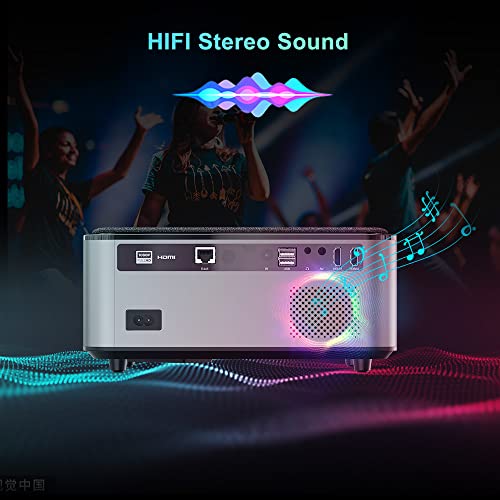 Image of AUN P1 1080p Native Resolution Projector for Home 4K Support, Electric Focus, Android 9, 8000 Lumen (790 ANSI) 5G WiFi Bluetooth Inbuilt Netflix PrimeVideo Hotstar 10W Speaker HDMI 300 inch Max Display