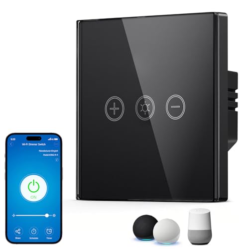 Inteligentny ściemniacz, włącznik światła, Wi-Fi, możliwość ściemniania, ściemniacz do lamp LED 230 V z Alexa/Google/Tuya/Smart Life, przełącznik ściemniania Alexa do LED 150 W Max/Halogen 300 W Max
