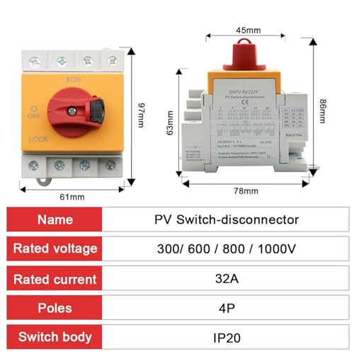 Déconnecteur for boîte de distribution solaire rail DIN 4 pôles 32A - 2