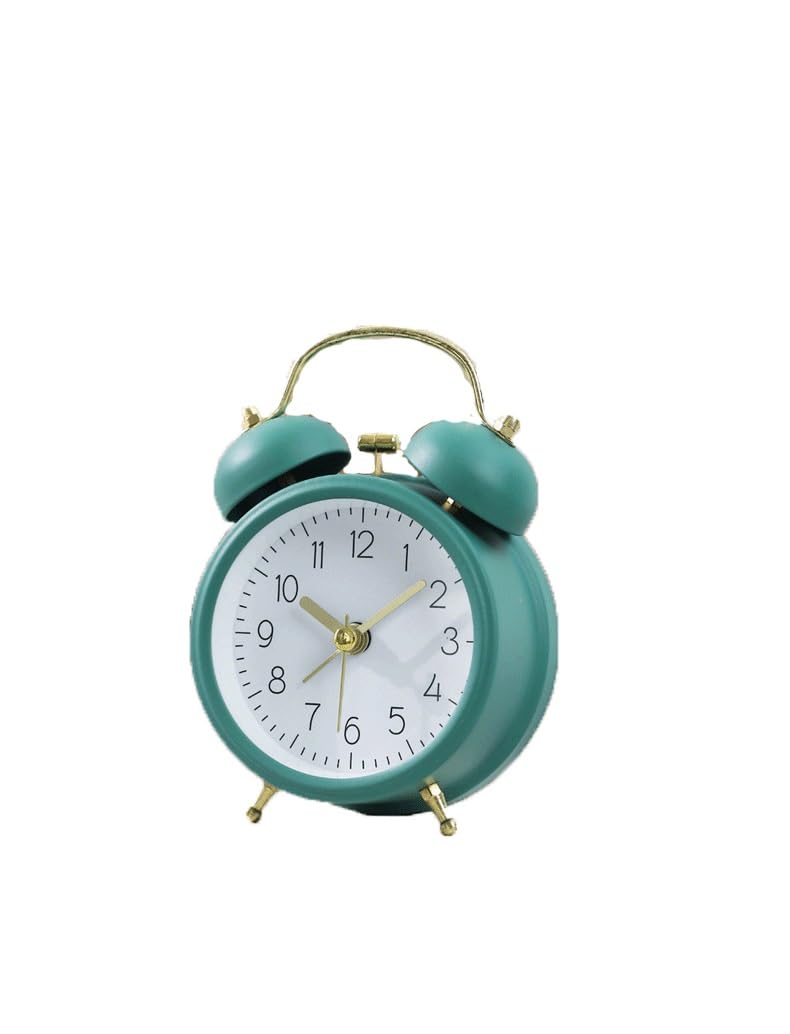 G5Z9W3C7M2 Loud Alarm Clocks Bedhead Ringing Clock Super Loud Desktop Wake-up Gadget Alarm(Green)