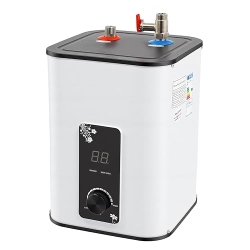 EGBNSY Termo Electrico 8 Litros, 1500W Calentador de Agua Portatil, Calentador de Agua Electrico, Temperatura Regulable Hasta 65°C, IPX4, Termo Eléctrico para Cocina, Baño o Autocaravana (Blanco)