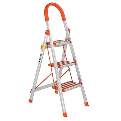 LUISLADDERS 3 Step Ladder Aluminum Lightweight Folding Step Stool Portable Home and Kitchen Anti-Slip Stepladder 330lbs EN131