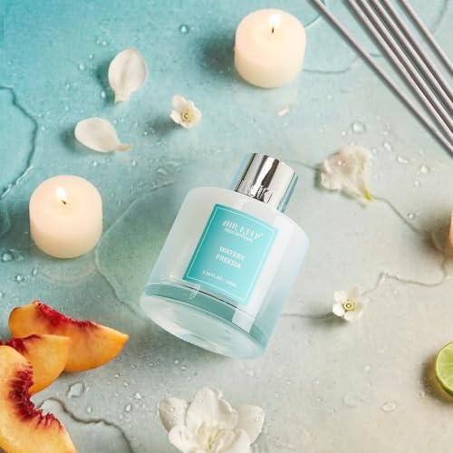 Image of Airkeep Reed Diffuser Set,3.38 fl oz (100 ml) - Watery Freesia Oil Diffusers with 8 Reed Sticks, Home Fragrance Reed Diffuser for Bathroom Shelf Decor