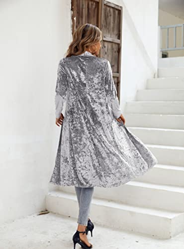 Image of R.Vivimos Women's Long Sleeves Casual Velvet Jacket Open Front Cardigan Coat Outerwear