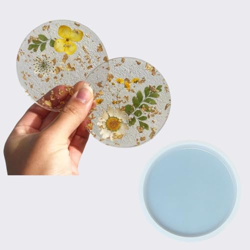 Image of R H Lifestyle Silicone Moulds Round Resin Art Mould Coaster Mould for Resin Art Epoxy Casting Mould Tray Photo Frame Mold Resin Coaster Mould Set of 4, 3 Inch