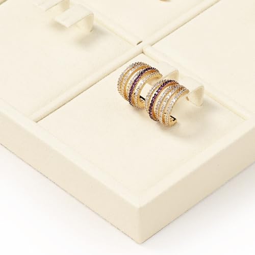 Plateau bijoux microfibre pour ranger et protéger les boucles d'oreilles - 8