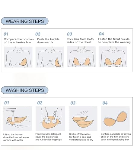 MITALOO Adhesive Bra Invisible Sticky Strapless Push up Backless Reusable Silicone Covering Nipple Bras Black Nude