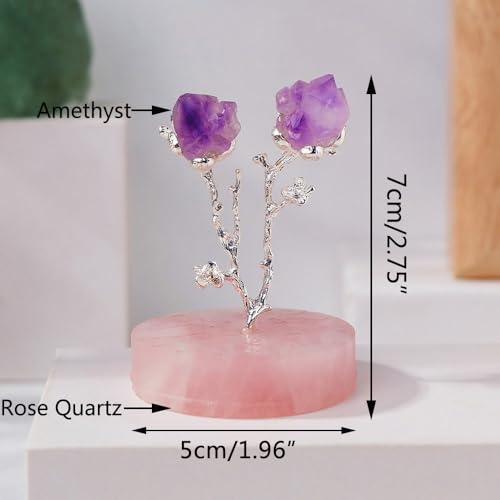 Arbre Feng Shui en améthyste et quartz rose LVTFCO pour décoration de maison