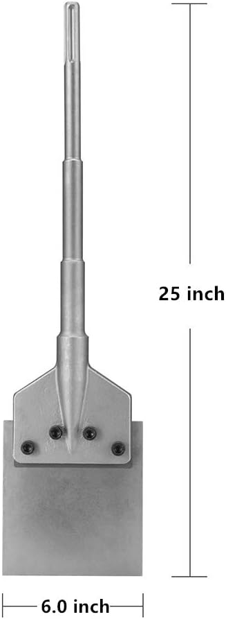 Firecore SDS Max Floor Scraper, 6-in Wide Tile Removal Bit with Long Handle and Heavy Duty Blade - - 