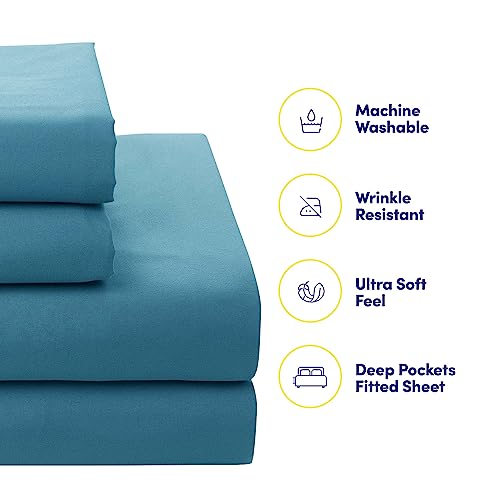 Sweet Home Collection 7 Piece Comforter Set Bag Solid Color All Season Soft Down Alternative Blanket & Luxurious Microfiber Bed Sheets, Marino, King