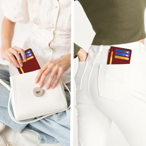 Image of Tipmile Womens Credit Card Holder Wallet, Small Slim RFID Blocking Sleeve | Mini Tiny Cute ID Case, Minimalist Zipper Pocket Wallet, Thin Coin Purse, Mothers Gift