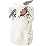 Baby Schlafsack,Baby Button-Down Strickwolle Swaddle Decke Pucksack Kleinkind Schlummersäcke Kinderwagen Schlafen Sack Für 0-12 Monat Säugling Pyjamas Sicherheitsdecken,Weiß