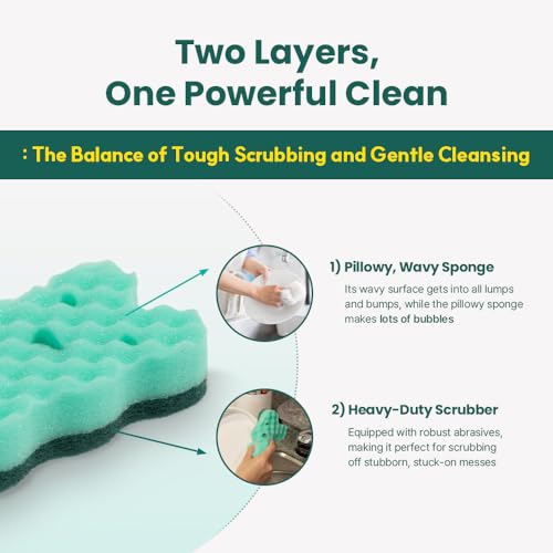 Image of Odor Resistant Dual Sided Heavy Duty Multipurpose Scrub Sponge 6 Pieces