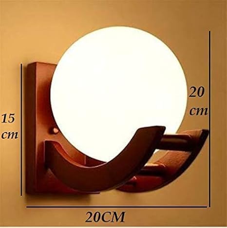 Image of GreyWings Wooden & Glass Wall Light for Home, Cherry & White Decorative Wall Lamp with E27 Holder, Antique Wall Light Bulb Not Included, Pack of 4