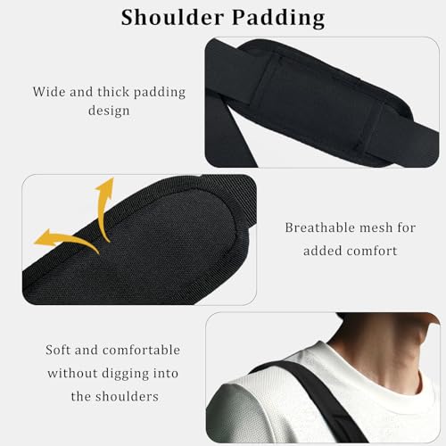 Image of 52 inch Universal Laptop Shoulder Strap Replacement - Adjustable Duffel Bag & Briefcase Belt with Comfortable Shoulder Pad and Metal Hooks