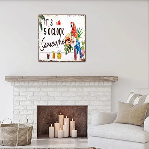 Panneau en bois It's 5 O'Clock Somewhere moderne de 40x40 cm