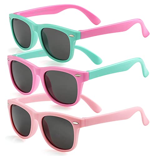 Kursan Kids Polarized Sunglasses for Boys Girls TPEE Rubber Flexible Frame Shades Age 3-12