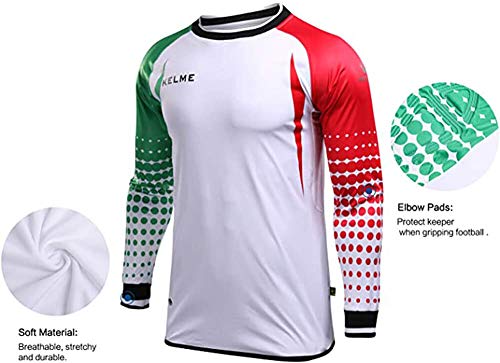 KELME Soccer Goalie Jersey Padded Uniform Kit - Goalkeeper Jersey, Shorts & Socks - Mens Football Padded Shirt - Kids and Adult Sizes (Blue (No Socks), Medium) - Thumbnail 4