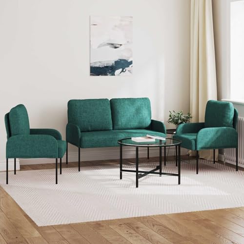 Sofá de 3 piezas moderno verde oscuro tapizado para salón comedor de 115 cm 4