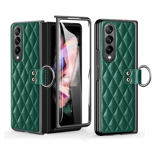 Étui pour Samsung Galaxy Z Fold 5 4 3 en cuir vert avec support