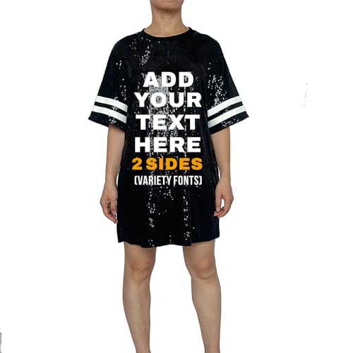 Whitewed Short Women's Custom Glitter Jersey Event Shirt Dresses with Letters