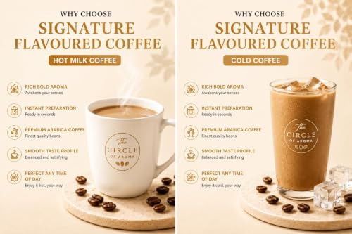 Image of The Circle Of Aroma Signature Instant Coffee Combo Pack | Arabica Coffee | Rich Aroma & No Added Sugar | Irish Mocha, Vanilla & Caramel Flavours | 50g Each Flavours (25 Cups) | Enjoy Hot or Cold