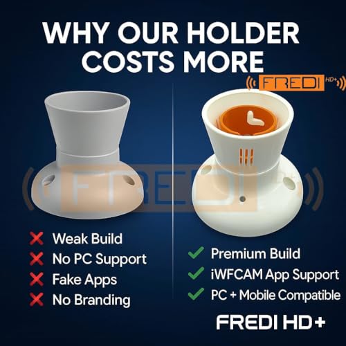 Image of FREDI HD PLUS WiFi Bulb Holder Camera | 1080p Full HD Video Recording | Works with Mobile & PC | 32GB Memory Card Support | Plug & Use AC 220V | Live View from Anywhere | Indoor Security for Home