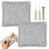 Unterlage Nadelfilzen Werkzeugsatz, Filzunterlage Zum Filzen, Filzset Für Anfänger, Inklusive 2 Filzmatten, 2 Holzgriff und 24 Filznadeln, Perfekt für DIY-Projekte und Handmade Geschenke