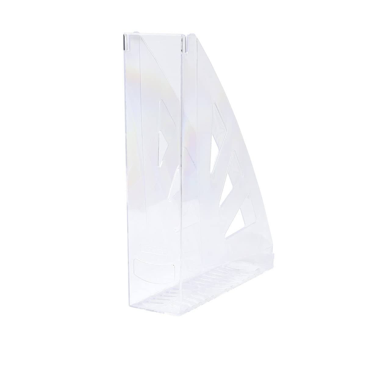 OFFICER PRODUCTS Lot de 10 porte-revues au design moderne A4 - Couleur : transparent/plastique rigide/ajouré/organiseur de bureau pour magazines/incassables