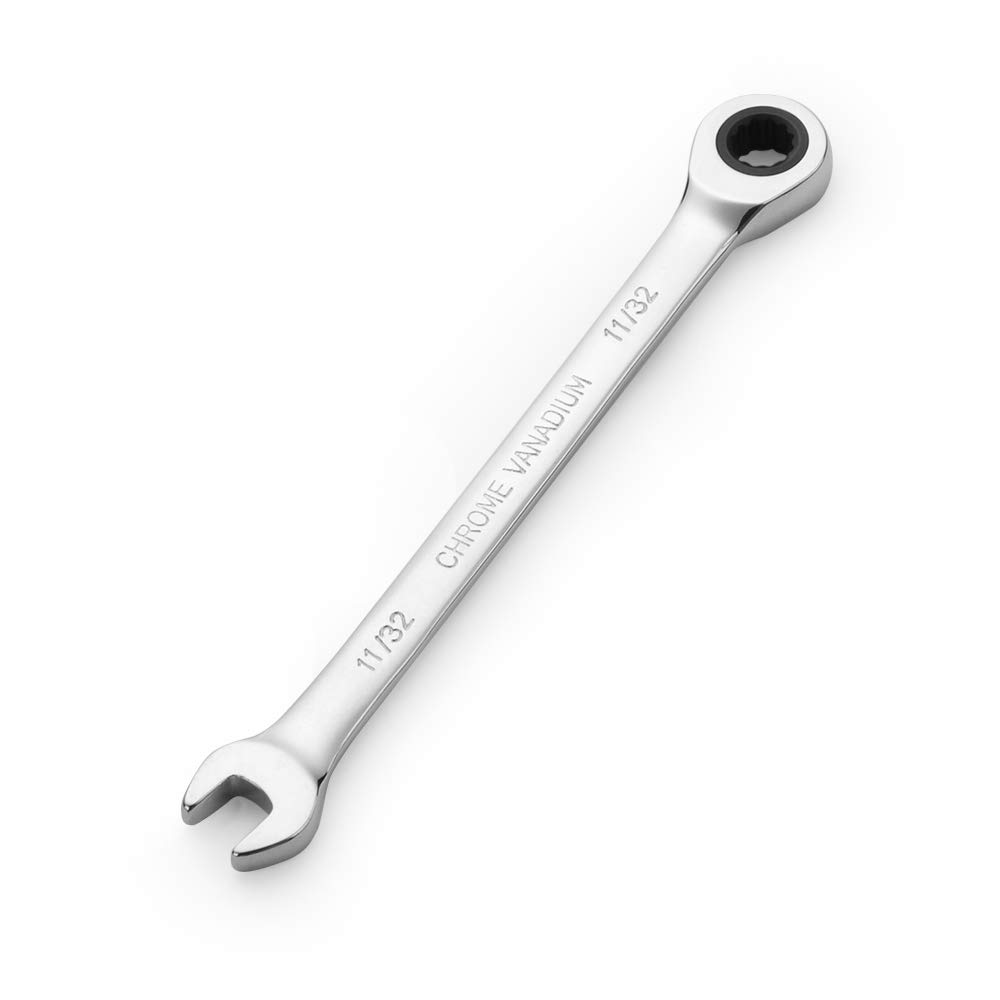 FLZOSPER 11/32 in. SAE Ratchet Wrench,Box End Head 72-Tooth Ratcheting Combination Wrench Spanner